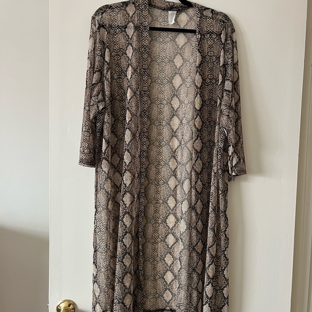 Vintage Snake Print Long Kimono Cardigan